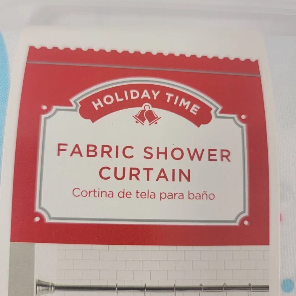 Snowman Blue Printed Christmas Fabric Shower Curtain - Size 72”x72”